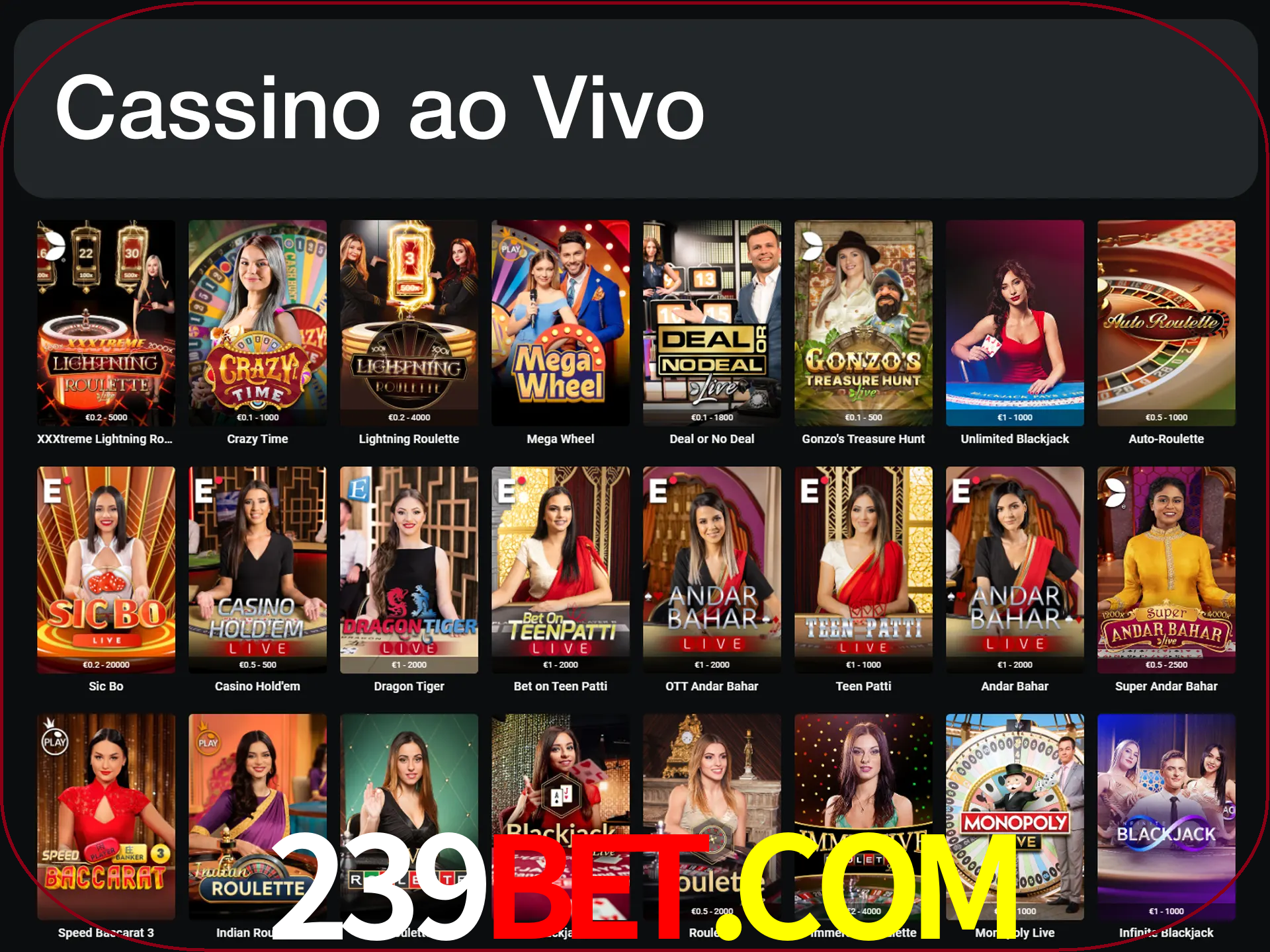 Jogue jogos de cassino com um verdadeiro dealer.