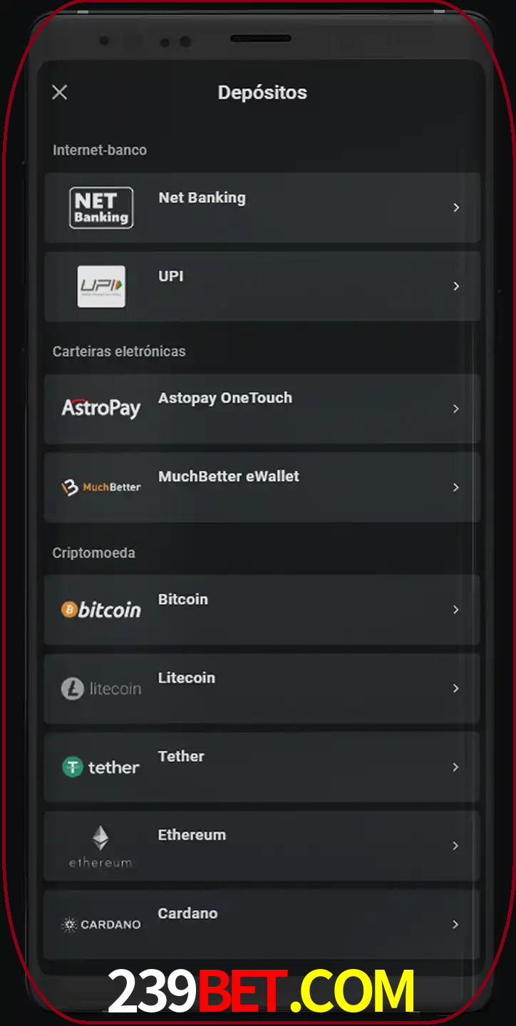 Você pode usar métodos alternativos de depósito.